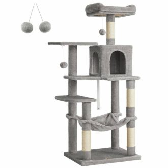FEANDREA Macskafa, Macskakondó függőággyal, 143 cm, Világosszürke PCT161W01
