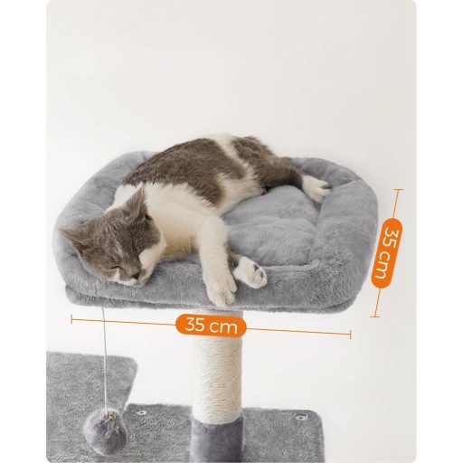 FEANDREA Macskafa, Macskakondó függőággyal, 143 cm, Világosszürke PCT161W01