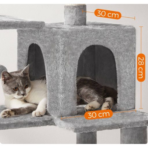 FEANDREA Macskafa, Macskakondó függőággyal, 143 cm, Világosszürke PCT161W01
