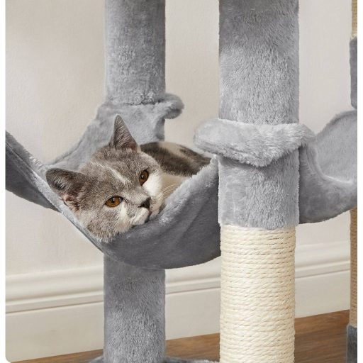 FEANDREA Macskafa, Macskakondó függőággyal, 143 cm, Világosszürke PCT161W01