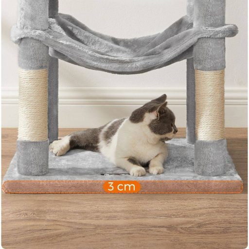 FEANDREA Macskafa, Macskakondó függőággyal, 143 cm, Világosszürke PCT161W01