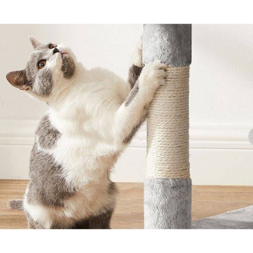 FEANDREA Macskafa, Macskakondó függőággyal, 143 cm, Világosszürke PCT161W01