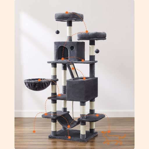 FEANDREA Nagy Macskakaparó Oszlop M Macskakaparó Oszlop 168 cm Magas Macskafa 13 Kaparó Oszloppal