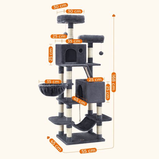FEANDREA Nagy Macskakaparó Oszlop M Macskakaparó Oszlop 168 cm Magas Macskafa 13 Kaparó Oszloppal