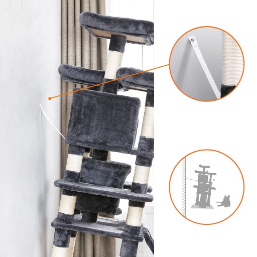 FEANDREA Macskafa, Nagy Macskatorony, 170 cm, Füstszürke PCT18GYZ