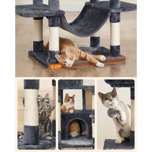 FEANDREA Macskafa, 206 cm magas macskatorony 13 kaparóoszloppal, 1 kaparórámpával, 2