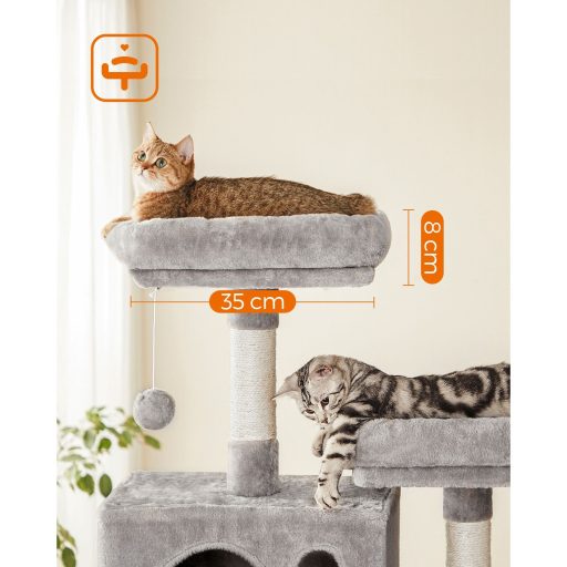 FEANDREA Macskafa, 206 cm nagy macskatorony 13 kaparóoszloppal, 1 kaparórámpával, 2 ülőkével,