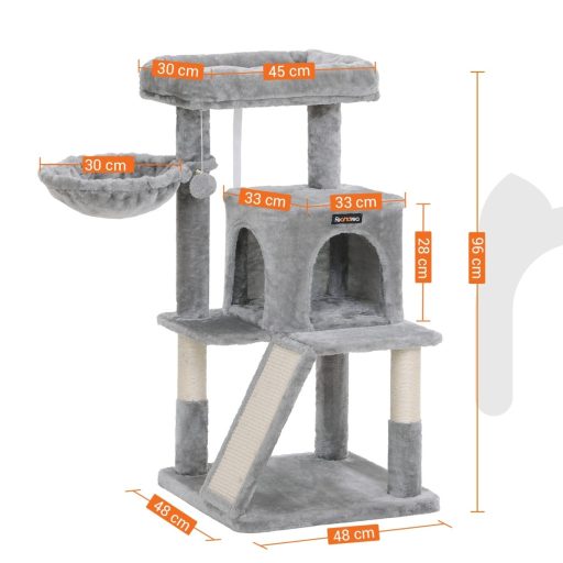 FEANDREA Macskafa, Macskatorony, Szélesített Fekhely Nagy Macskáknak, Világosszürke PCT51W