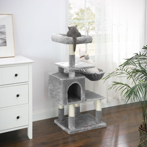 FEANDREA Többszintes Macskafa, 110 cm Macskatorony, Macskakondó, Világosszürke PCT52W