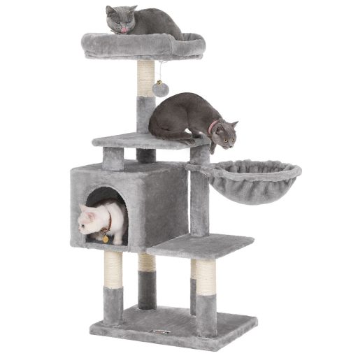 FEANDREA Többszintes Macskafa, 110 cm Macskatorony, Macskakondó, Világosszürke PCT52W