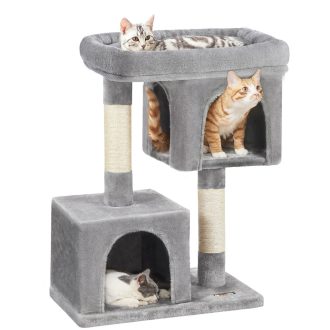 FEANDREA Macskafa, Kompakt Macskakondó 2 Barlanggal, Világosszürke PCT61W