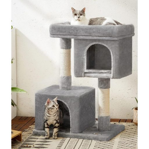 FEANDREA Macskafa, Kompakt Macskakondó 2 Barlanggal, Világosszürke PCT61W