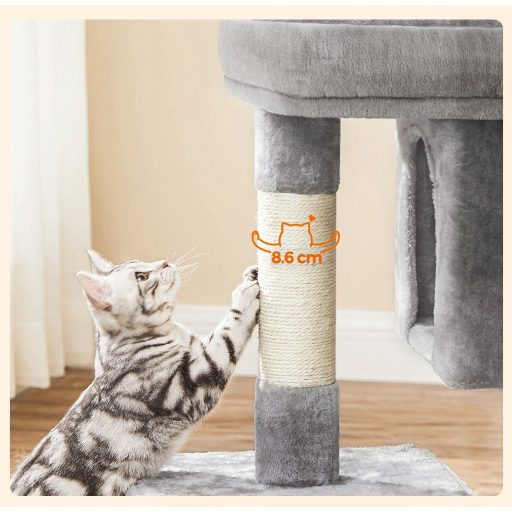 FEANDREA Macskafa, Kompakt Macskakondó 2 Barlanggal, Világosszürke PCT61W