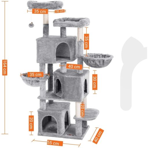 FEANDREA Nagy Macskafa 3 Macskabarlanggal, 164 cm Macskatorony, Világosszürke PCT98W