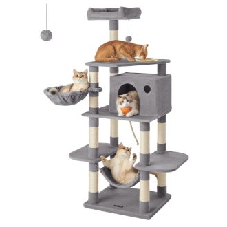 FEANDREA Macskafa, Játék Torony 164 cm, Világosszürke PCT99W