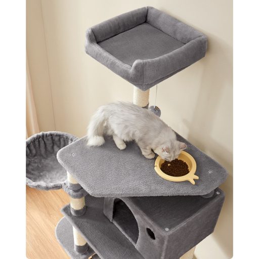 FEANDREA Macskafa, Játék Torony 164 cm, Világosszürke PCT99W