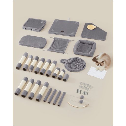 FEANDREA Macskafa, Játék Torony 164 cm, Világosszürke PCT99W