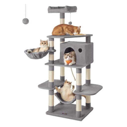 FEANDREA Macskafa, Játék Torony 164 cm, Világosszürke PCT99W