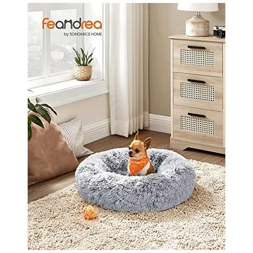 Kutyafekhely bolyhos puha kör alakú, 60 cm, szürke