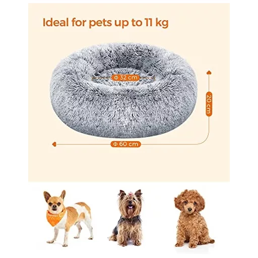 Kutyafekhely bolyhos puha kör alakú, 60 cm, szürke