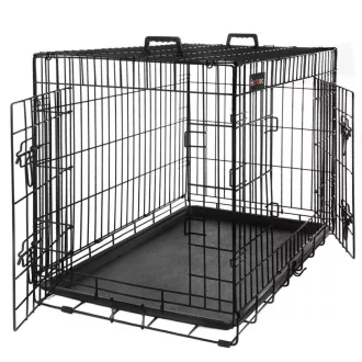 FEANDREA Kutya Ketrec, Összecsukható, 107 cm, 2 Ajtó, XL, Fekete PPD42H