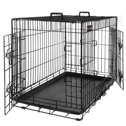 FEANDREA Kutya Ketrec, Összecsukható, 107 cm, 2 Ajtó, XL, Fekete PPD42H