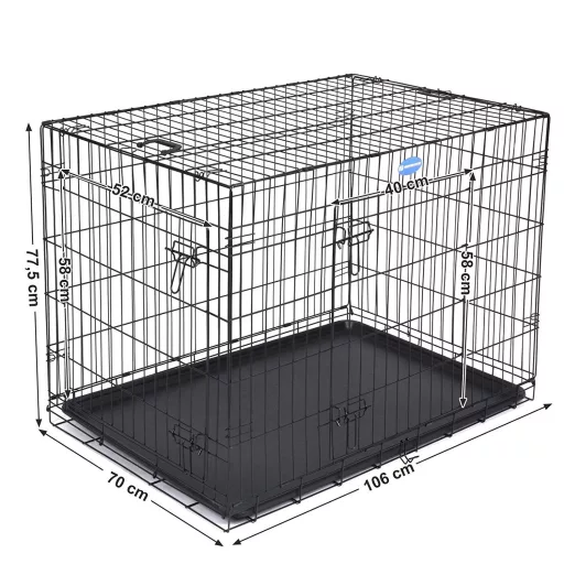 FEANDREA Kutya Ketrec, Összecsukható, 107 cm, 2 Ajtó, XL, Fekete PPD42H