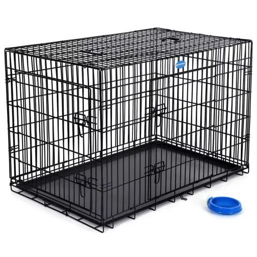 FEANDREA Kutya Ketrec, Összecsukható, 122 cm Hosszú, 2 Ajtós, XXL, Fekete PPD48H