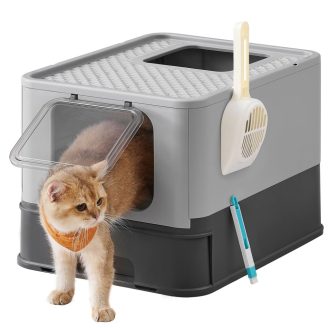 Feandrea Rejtett Macskaalom Doboz, Macskaalom Tálca Fedéllel, Kihúzható Tálca, Lapát, Kefe,