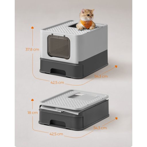 Feandrea Rejtett Macskaalom Doboz, Macskaalom Tálca Fedéllel, Kihúzható Tálca, Lapát, Kefe,