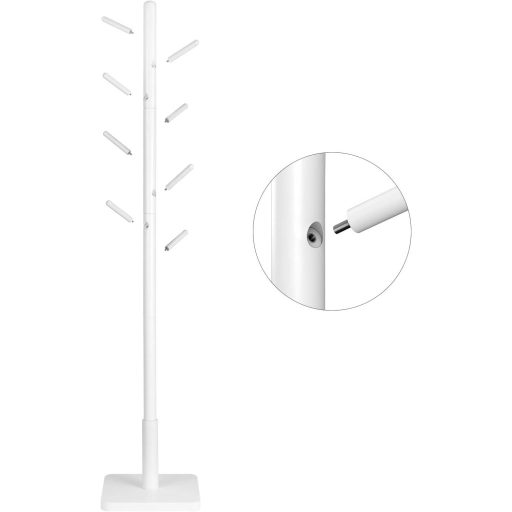 VASAGLE Ruhafogas, Tömörfa Kabáttartó, Szabadon Álló Előszobai Fogas 8 Akasztóval