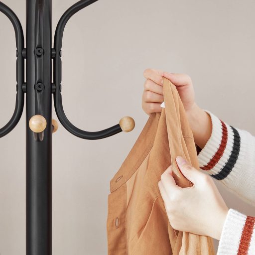 SONGMICS Fém Ruhafogas, Ruhatartó Állvány, Kalap és Kézitáska Akasztó, 182 cm Magas