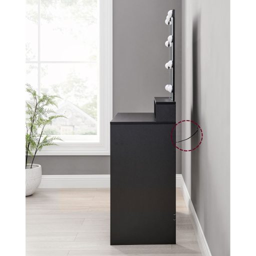 VASAGLE Fésülködőasztal, állítható fényerejű LED világítással, sminkasztal tükörrel, 2