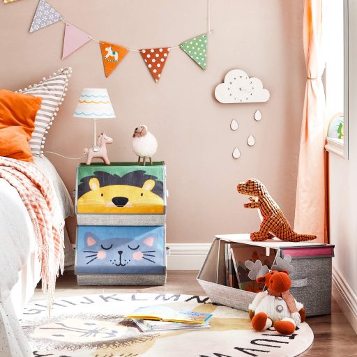 SONGMICS Gyerek Tároló Szervezők, 3 darabos készlet, Egymásra rakható Játéktároló Dobozok,