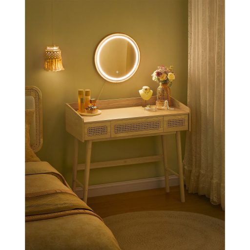 SONGMICS HOME BOHOVEN kollekciós fésülködőasztal tükörrel és világítással, 3 fiókos,