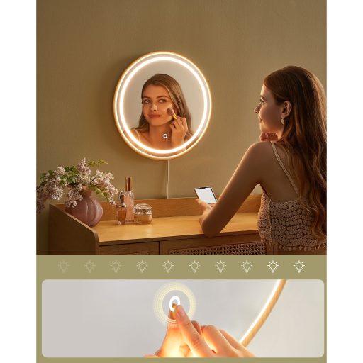 SONGMICS HOME BOHOVEN kollekciós fésülködőasztal tükörrel és világítással, 3 fiókos,