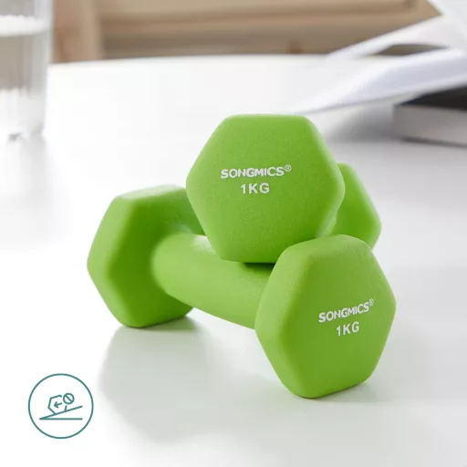 Kézi súlyzókészlet 6 darabos színes neoprén borítással 2 x 1kg, 2 x 2kg, 2 x 3 kg