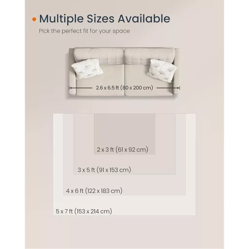 SONGMICS HOME szőnyeg, 2x3 láb méretű szőnyeg hálószobába, csúszásmentes szőnyeg,