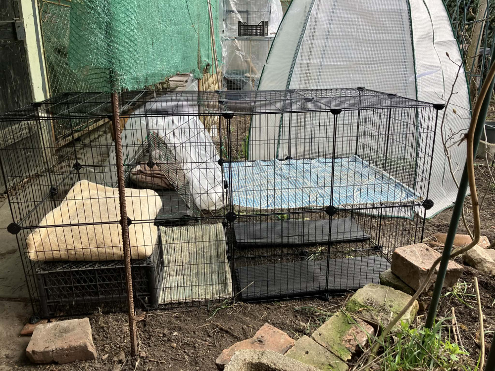 Fém ketrec háziállatoknak tengerimalac, hörcsög, nyúl számára 36 paneles, fekete 143x73x71cm